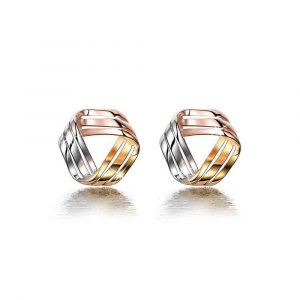 Triangle Woven Tri Tone Earrings