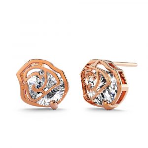 Pretty Rose Stud Earrings in Rose Gold