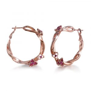 Exotic Wild Floral Hoop Rose Gold Layered Earrings