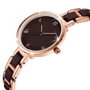 Bullion Gold Women's Geometic Mineral Glass Watch Wine