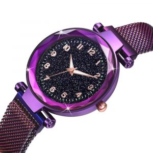 Bullion Gold Sparkly Black Glass Purple Watch