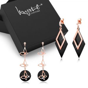 Boxed Butterflies & Geometric Diamond Dangle Earrings Set
