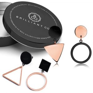 Boxed 2pc Geometric Shape Dangle Earrings Set