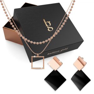 Boxed Daily Stack Necklace and Earrings Set In Rose Gold