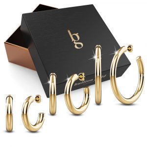 Boxed Creole C-Hoop 3 Pc Earrings Set