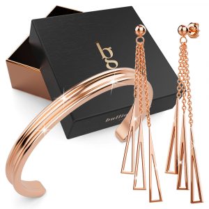 Boxed Make it Gold Earrings Bangle Set in Rose Gold