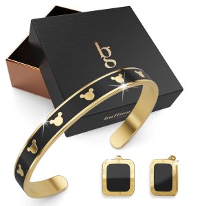 Boxed Mickey Mini Enamel 2 Pc Cuff Bangle Set