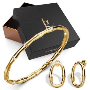 Boxed Tropical Gold Bangle And Earrings Set