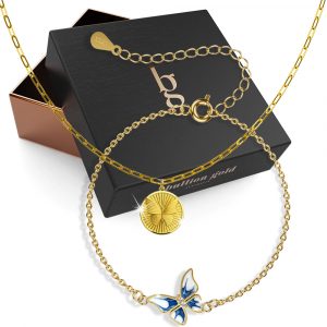 Boxed Butterfly In Grace Gold Necklace and Bracelet Set