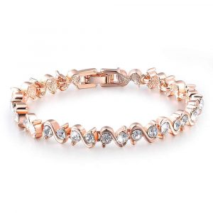 Wavy Created Diamond Rose Gold Layered Bracelet