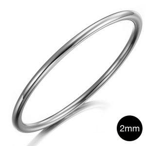 Solid Golf Bangle 2mm Rhodium Layered