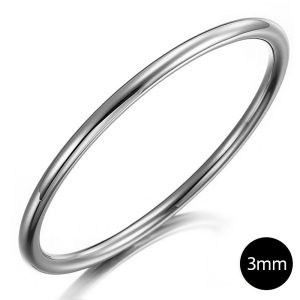 Solid Golf Bangle 3mm Rhodium Layered