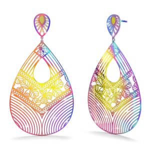 Laser Etched Earrings In Rainbow