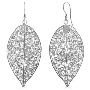 Laser Etched Earrings In White Gold