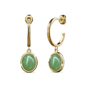 Green Aventurine Luminary Hoop Earrings in Gold