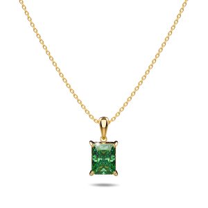 Emerald Green Robyn Rectangular Pendant Necklace
