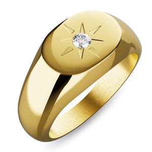 Celestial Brilliance Ring with Cubic Zirconia in Gold Layered