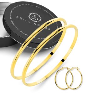 Boxed of 2 pcs Single Line Bangle and Earrings set