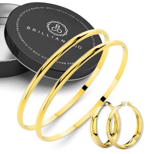 Boxed of 2 pcs Single Line Bangle and Earrings set