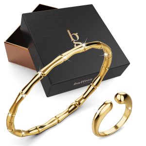 Boxed Simplistic Gold Bracelet & Ring Set