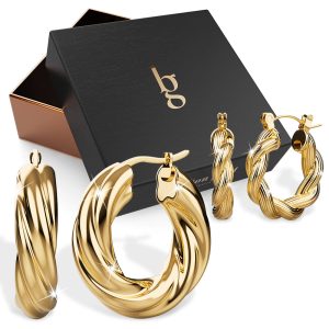 Boxed Celia and Thea Twisted Hoop Earrings Set