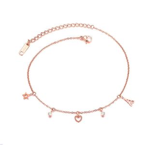 Dangling Stacey Charming Beach Feet Jewellery Rose Gold Layered Anklet
