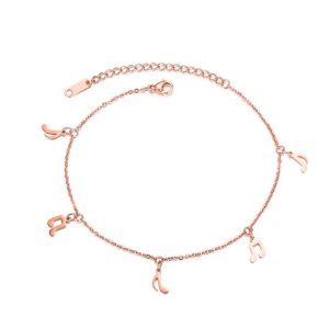 Dangling Musical Note Everyday Wear Rose Gold Layered Anklet