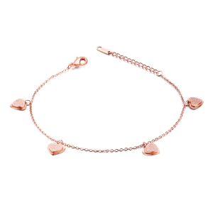 String of Four Hearts For Her Feet Jewellery Rose Gold Layered Anklet