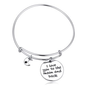 Love You To The Moon And Back Toggle Tubular Adjustable Bangle