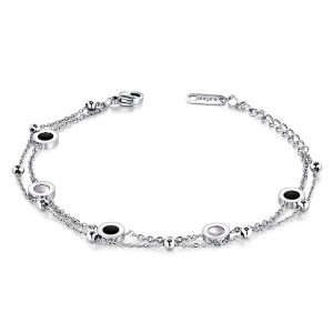 Inlaid Shell Charm Bracelet White Gold