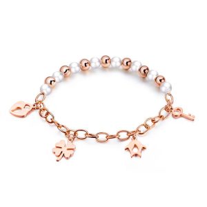 Polished Charm Bracelet In Rose Gold