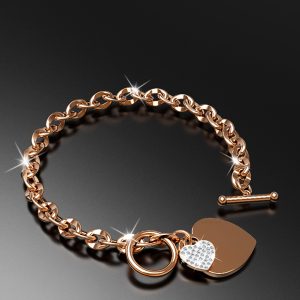 Diamond cut Belcher Chain T-lock Toggle Bracelet in Rose Gold Layered Steel Jewellery