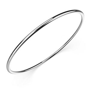 Solid Golf Bangle 2mm Rhodium Layered