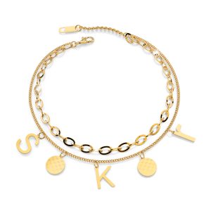 Charm Letter S K R in Gold Layered Steel Jewellery