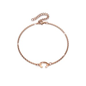 Bold Alphabet Letter Initial Charm Bracelet in Rose Gold Tone - C