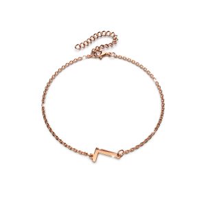 Bold Alphabet Letter Initial Charm Bracelet in Rose Gold Tone - L