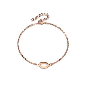 Bold Alphabet Letter Initial Charm Bracelet in Rose Gold Tone - O