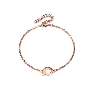 Bold Alphabet Letter Initial Charm Bracelet in Rose Gold Tone - Q