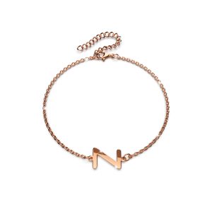 Bold Alphabet Letter Initial Charm Bracelet in Rose Gold Tone - Z