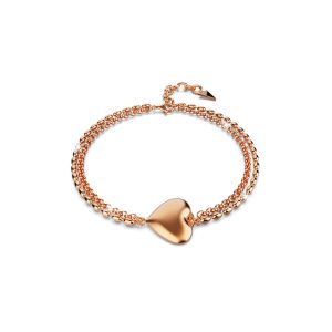 Heart-Shaped Charm Bracelet in Rose Gold Layered Titanium Steel
