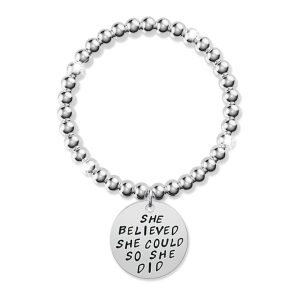She Believed She Could Inscriptions White Gold Layered Bracelet