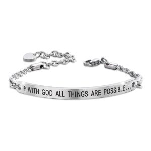 All Things Are Possible Inscriptions Bar Bracelet
