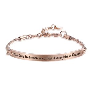Mother's Love Inscriptions Rose Gold Bar Bracelet