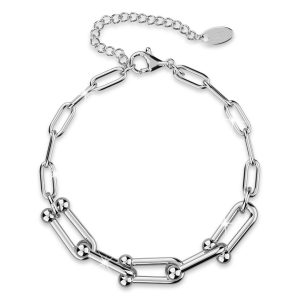 Lovelock U Link Chain Bracelet White Gold Titanium
