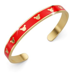 Mickey Mini Enamel Cuff Bangle Red Gold Titanium