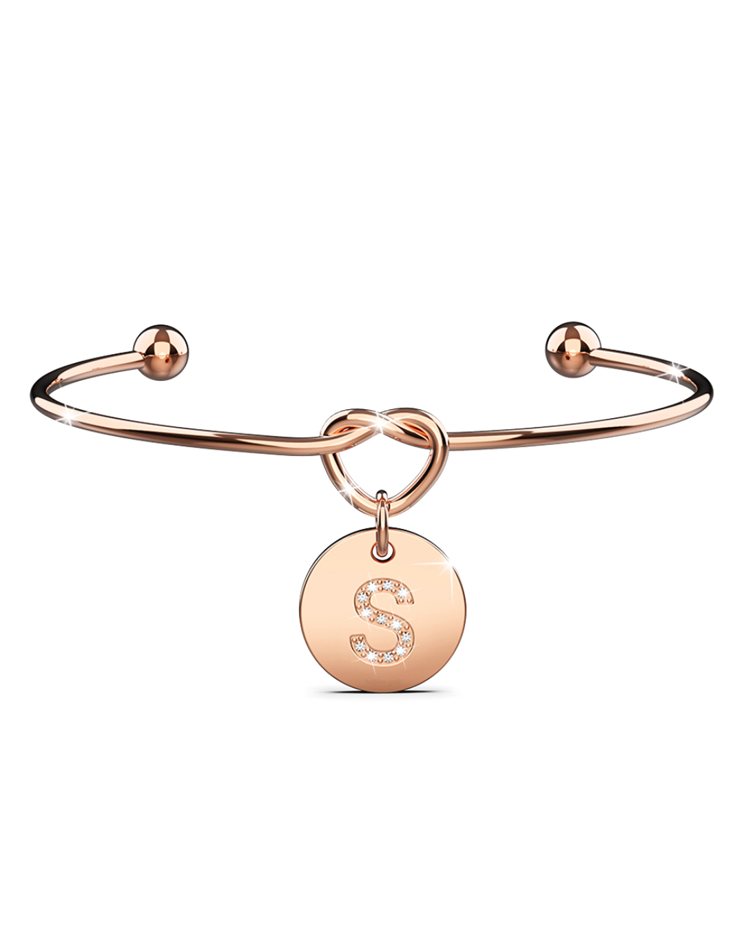 Fancy Alphabet Letter Initial Bangle in Rose Gold