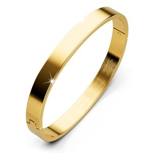 Serena Solid Flat Hinged Bangle in Gold