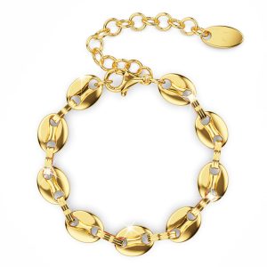 Interlocking Coffee Bean Link Bracelet in Gold