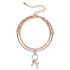 Pixie Key Rose Gold Layered Stainless Steel Bracelet