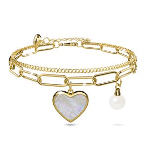 From the Heart Paper Clip Chain Gold Layered Stainless Steel Bracelet